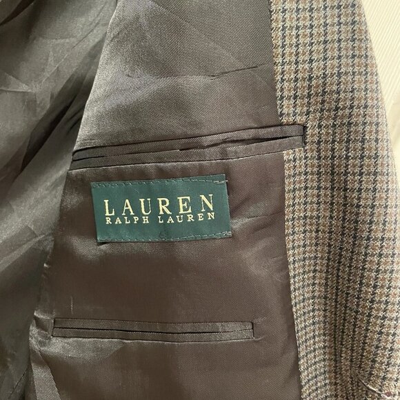 LAUREN RALPH LAUREN Men’s Gray/Blue/Brown Plaid Silk/Wool Blend Sportcoat 40R - Picture 5 of 7